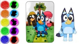 Drawing and colouring Bluey characters Bluey, Coco and Sneakers | Bluey Colouring compilation 