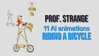 Prof. Strange Driving a Wacky Bicycle | AI Vehicle Animation