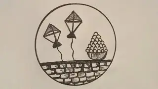 How to make Makar- sankranti Special Drawing in Circle l Step by Step Makar-Sankranti drawing 