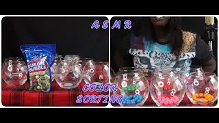 DUBBLE BUBBLE GUM BALL COLOR SORTING  ASMR + GLASS CLINKING + WHISPERING