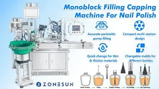 ZONESUN ZS-AFC49 Monoblock Rotary Nail Polish Cosmetic Paste Filling Capping Machine