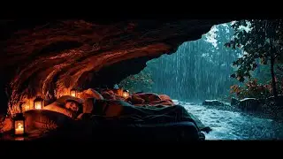 Calm Rain Echoing Inside the Cave | Deep Sleep Rain Ambience