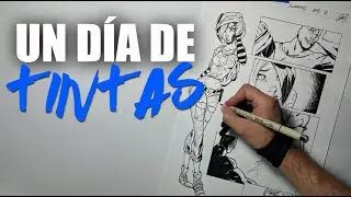 Un día normal de artista de cómics entintando