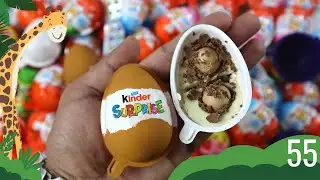 Colored glitter kinder joy surprise toy chocolate eggs opening asmr | Satisfying video