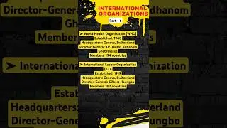 WHO and ILO | Important International Organizations  #Shorts #gk #currentaffairs #rrb #ssc #bank