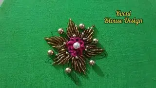 Fully Cut Beads Work Blouse Design Normal Needle Work