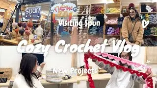 Beginner Cozy Crochet Vlog - Clean the craft room, Spun Yarn Store, Valentine's Day Crochet Garland