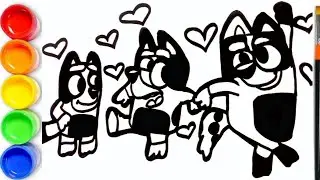 Drawing, Coloring, Painting Bluey Family Dancing  For Kids - Bluey, Bingo, Chilli