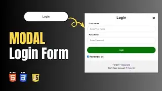 How To Create Login Modal (Popup) Using HTML, CSS, JavaScript | Popup Login Form | Login Modal