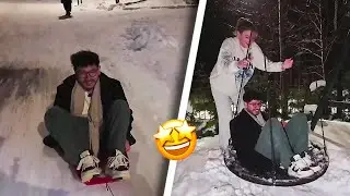 ZEIN, ALEXA Y DIEGO JUGANDO EN LA NIEVE DE FINLANDIA 💥 ZEIN SE DESLIZA POR LA NIEVE 💥