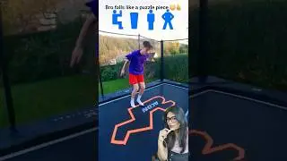 Bro falls like a puzzle piece 😳👍 #trampoline #flip #challenge
