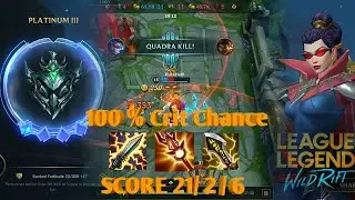 Wild Rift / Platinum 3 | Vayne Gameplay | Solari ChargeBlade + statikk Shiv + Infinity Edge is OP