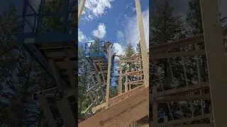 Hardest Way to Crank a Building #woodworking #polebuilding
