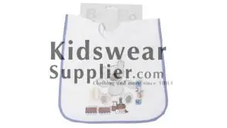 Wholesale Bee Bo Bear Print Baby Bib White/Blue One Size