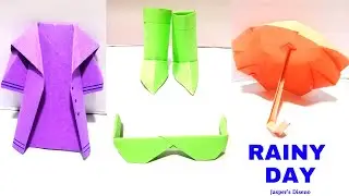 New Origami Crafts | Rainy Day Collection | Paper Coat Umbrella Spectacles Boots | Step by Step