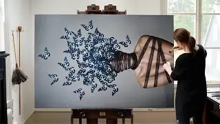 Anna Halldin Maule - In studio, making of an oil painting.