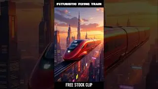 Futuristic Flying Train | Sci-Fi Mega City | Free Stock Clip