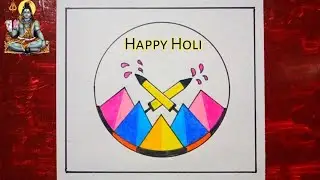 Holi Drawing Easy / Happy Holi Poster Drawing Easy Steps / Holi Festival Drawing Drawing Easy Steps