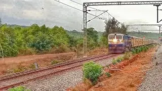 11098 Ernakulam-Pune Poorna Express high speed skip at Mirjan #indianrailways