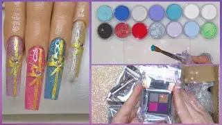Modelones Mini 2in1 Acrylic Kit & Mirror Chrome Powder Review I Colorful Glitter Present Nail Design
