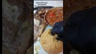 Poisson brais&eacute; au four avec sauce piment&eacute;e, accompagn&eacute; du riz rouge aux champignons  #pourtoi