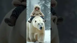 Adorable Baby Rides Cute Animals in Enchanting Winter Wonderland ❄️🐾👶 #cute
