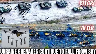 Ukraine Drone Drop Grenades and Destroys Russian Tank in a Massive Explosion