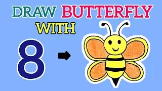 नंबर 8 से Butterfly बनाएं 🦋 | Easy Drawing of Butterfly | Doodle Gyaan