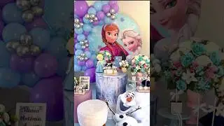 Frozen theme birthday party decoration ideas for kids.stage and backdrop ideas#youtubeshorts#shorts