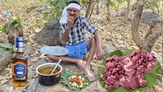 Boneless Mutton Fry || Dry Fry Mutton Cooking and Eating In village