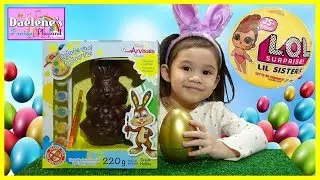 Easter Bunny Painting Golden Easter Egg + LOL Surprise Dolls on Easter Day Youtube Videos For Kids
