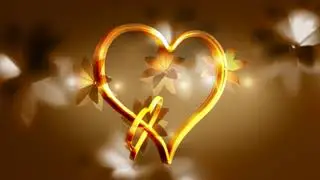 Golden Heart and Flowers Loop - Video HD