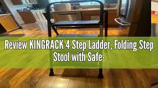 Review KINGRACK 4 Step Ladder, Folding Step Stool with Safe-Lock Design, 500 lbs Sturdy Steel Ladder