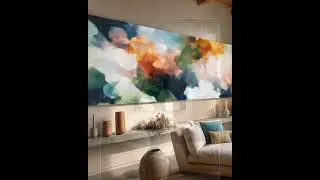 Large Blue Abstract Wall Art, Turquoise Cloud Forms, Calming Ocean Colors for Modern Home Decor, ...