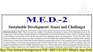 MED 02 Solved Assignment 2023-2024 | MED 02 Solved Assignment 2023-2024 In English | MED 02 IGNOU