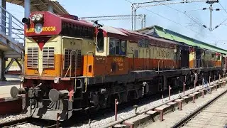 Powerful ALCO TWINS hauled Freight train skips Dharwad railway station | Indian railways