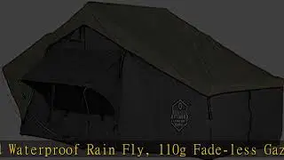 Overland Vehicle Systems Nomadic 3 Extended Rooftop Tent RTT - Dark Gray Base with Green Rain Fly &