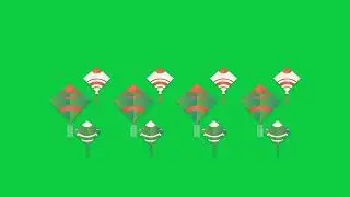 Yellow Patterned Background with Hanging Kite Decoration Animation | Green Screen