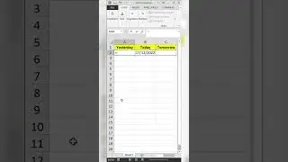 Excel Tips and Tricks | Today Yesterday and Tomorrow dates #excel #shorts #exceltutorial #exceltips