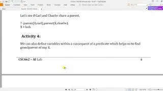 Lab | Week #04 Part (3) | variables | How to print text in prolog? | How to ask complex queries?