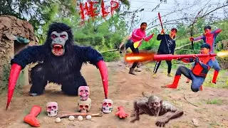 3 страшных видео | Храбрый Охотник и Человек-паук убивает монстра-гориллу