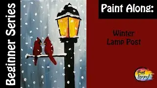 Easy acrylic painting: Winter Lamp Post