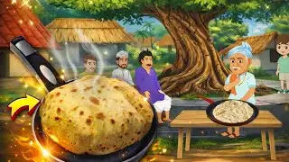 गाँव की सबसे बड़ी रोटी 😲 | Desi Village Food Story | AI Cartoon