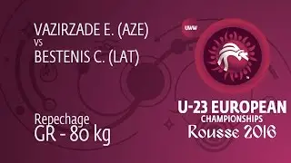 Repechage GR - 80 kg: E. VAZIRZADE (AZE) df. C. BESTENIS (LAT) by TF, 8-0