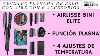 Cecotec Plancha de Pelo con Aire con 6 Accesorios AirLisse 6i1n Elite.112000RPM, Flujo de Aire 13m/s
