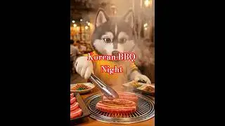 Корейский вечер барбекю с хаски #смешно #мило #мемы #мукбанг