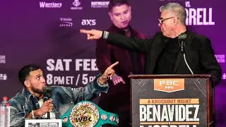 David Benavidez EXPLODES on Morrell promoter in HEATED confontation at press conference!