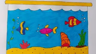 Fish Tank aquarium drawing | how make fish tank aquarium easy for beginner #art