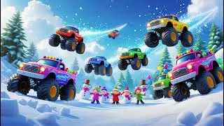 Snowy Monster Trucks Flyings | Winter Wheels Song for Kids
