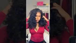 Loose Curly Half Wig After Flexi-Rods 🥰💅#iseehairhalfwig #shorts #flexirods #gluelesswig